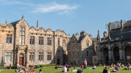 old buildings and blue sky on the campus of St Andrews Uni