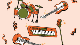 orange and greenish instruments 