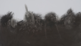 Acrylic greyscale painting &quot;I Am Everywhere (Sassafras)&quot; by Sydney Cain