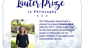 Flyer announcement of Lauter Prize winner for 2018