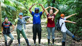 Gretchen North and students spelling BROME out 