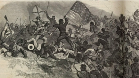 illustration of Civil war soldiers on the battlefield