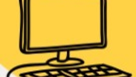 A computer monitor with a mouse and a keyboard