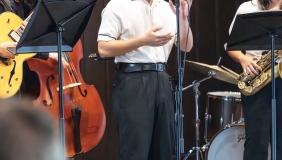 Paulson Cheung, '24 sings at the Music Department Student Showcase