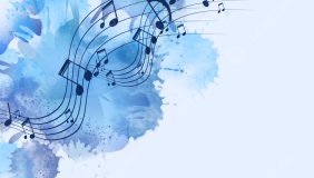 musical notes on a blue cloud