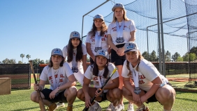 Members of Oxy's women's baseball club team
