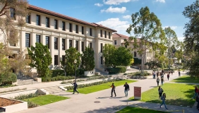 A beautiful day on campus by Johnson Hall
