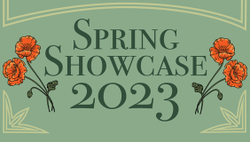"Spring Showcase 2023" graphic with red poppies