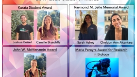 Biology student award winners: Joshua Beisel, Camille Brzechffa, Sarah Ashey, Cheldon Ann Alcantara, Bryce Lewis-Smith, Hannah Hoefs