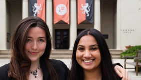 Students Julia Eubanks and Wafa Abedin