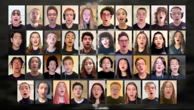37 members of the Glee Club singing remotely