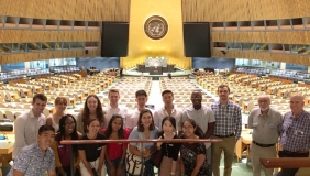 students at the UN building