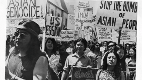 Asians at a protest from the 1970s