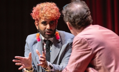 Writer, artist and non-binary activist ALOK at Occidental College on Oct. 3, 2023