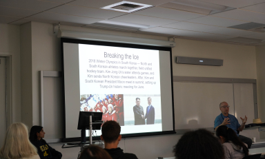 Ambassador Shearer lectures on sports diplomacy