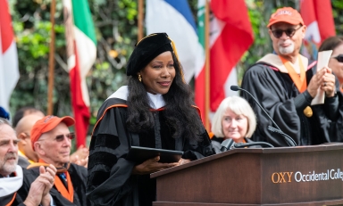 Isabel Wilkerson speaks at Occidental College's 2023 Commencement.