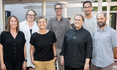 A group of faculty members who received teaching awards in 2023, posing together