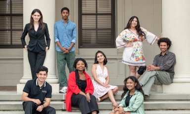 Obama Scholars for 2023 pose together on the steps of AGC