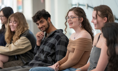 From left, fall 2025 U.N. interns Erica Greenberg, Ruby Gower, Tejas Varma, Arden Courtney Collins, and Chloe Peyton.