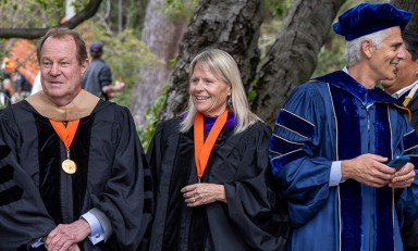 Art Peck '77, Lisa Link P'18, and President Tom Stritikus