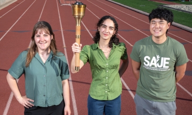 Claire Wilson-Black ’26, Talia Goddard ’27, and Brandon Kim ’27