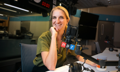 National Public Radio correspondent Kat Lonsdorf ’09 at NPR headquarters in Washington, D.C.