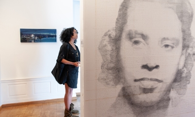 A wall drawing of Janet Stafford was created by artist Kenturah Davis '02 in 2012