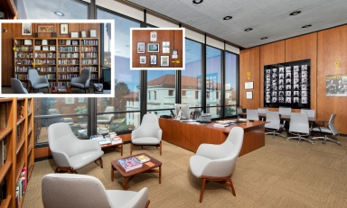 Inside President Elam's office at Occidental College