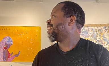 Ashon Crawley, artist, in his studio