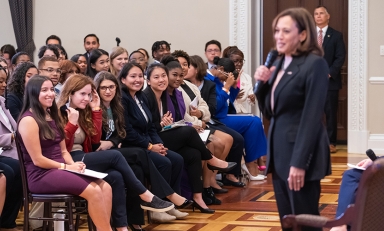 Ellie Findell '23 attended a White House meeting with Vice President Kamala Harris.