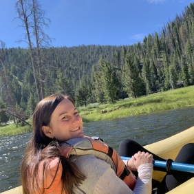 Kailee Browning in a kayak on a lake