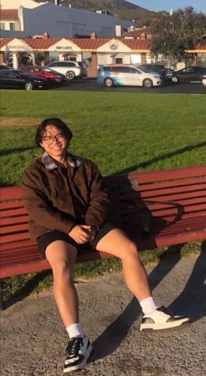 Aung Htet on a bench