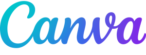 The Canva software logo: the letters c-a-n-v-a in blues and purple
