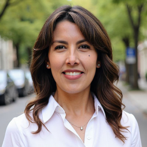 Erika Nuno headshot with white Oxford shirt