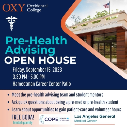 pre-health open house event flyer 