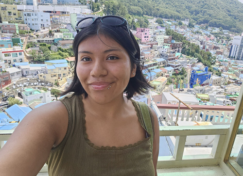 Aurelia Mendez selfie with Seoul in the background