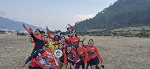 Aidan with frisbee team