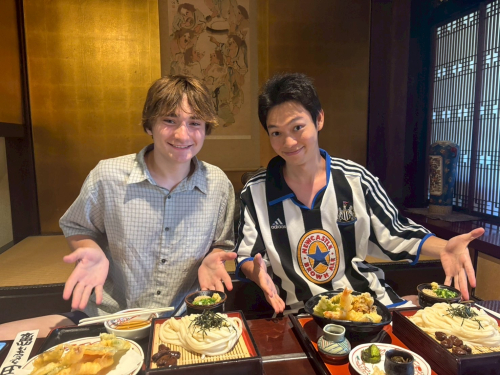Charlie at dinner in Japan