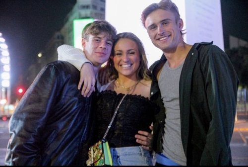 three students posing together in Buenos Aires