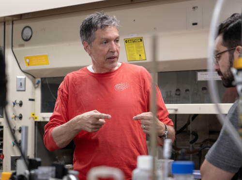 Occidental Fletcher Jones Foundation Professor of Chemistry Michael G. Hill in his laboratory at the Norris Hall of Chemistry.