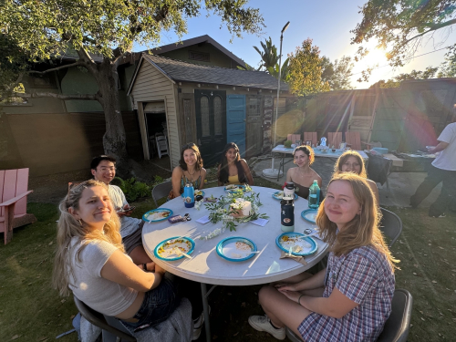 A group of Occidental College students at a 2025 dinner for Nowruz, at Occidental. 