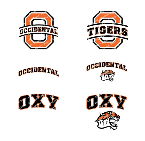athletics logo letter O with occidental or with tigers, Oxy, Oxy with tiger head