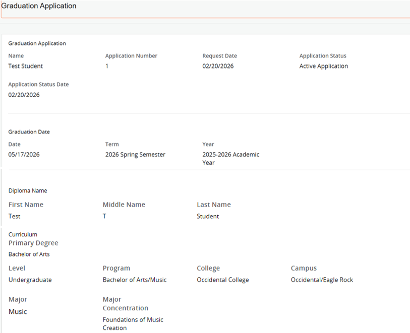 Instructional screenshot for viewing graduation application 