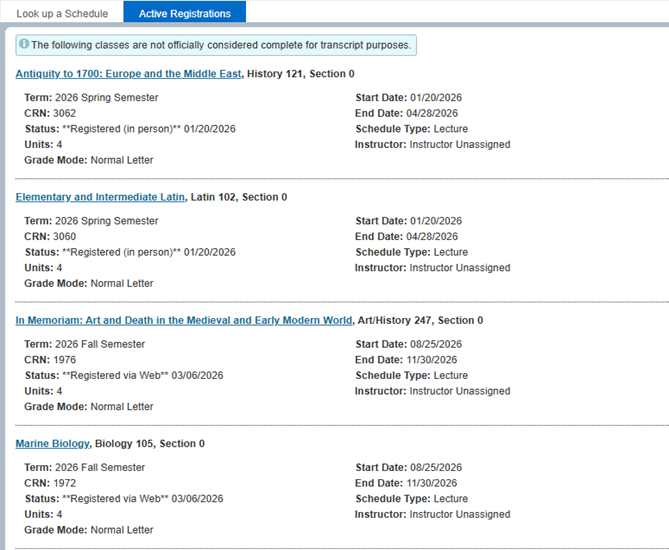 How to View Registration Screenshot 